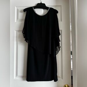 MSK Black Asymmetrical Dress with Metallic Trim